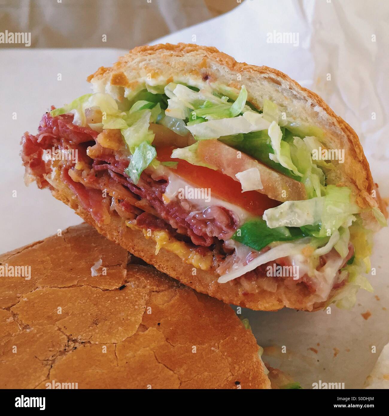 Pastrami sandwich from Submarine Center in San Francisco Stock Photo