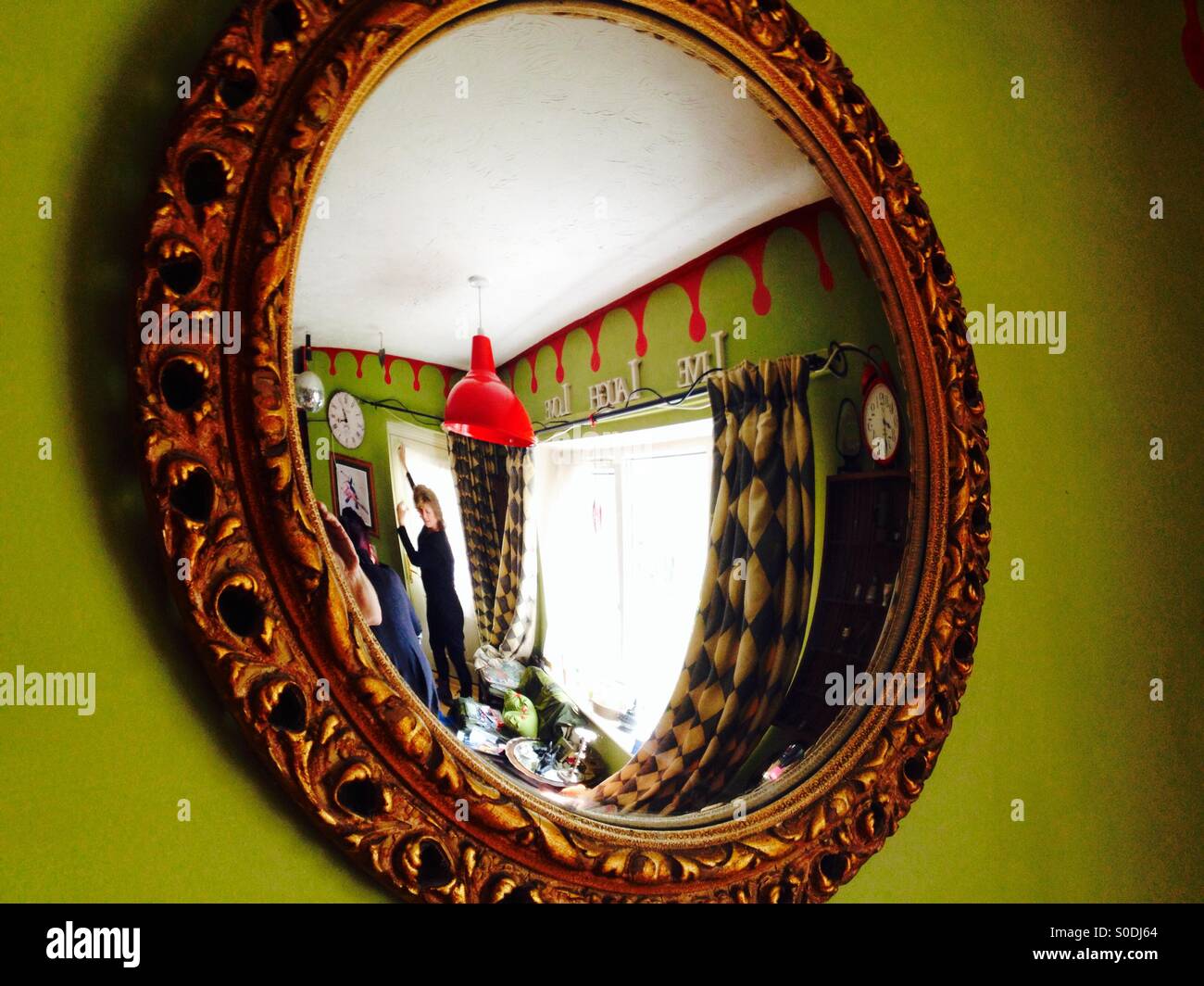 Convex living room mirror - Smartphone Captured Stock Image