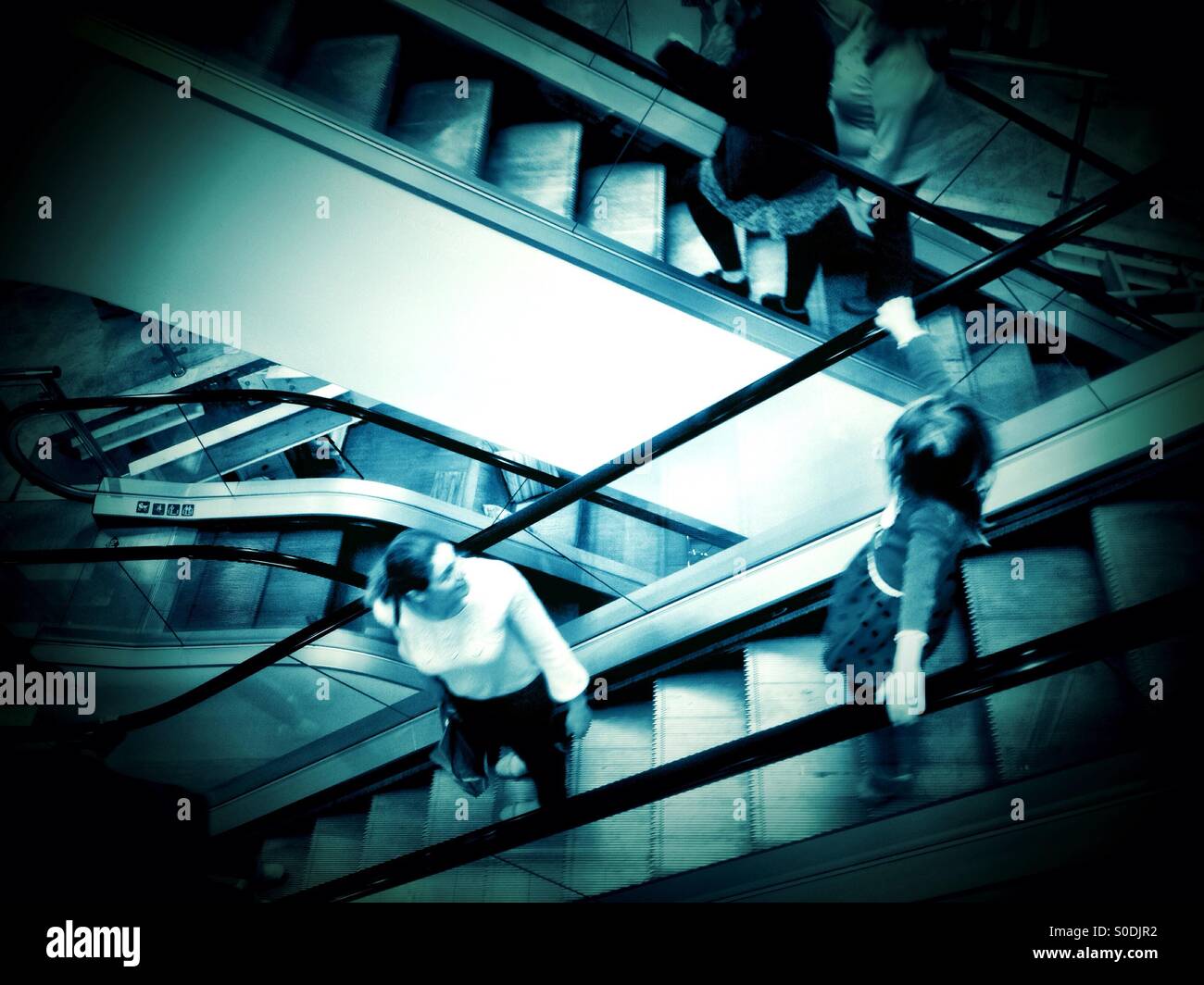 Escalators in a department store. - Smartphone Captured Stock Image