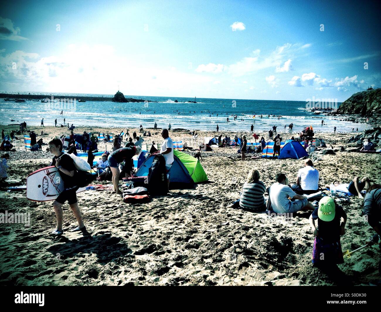 On the beach in Bude. - Smartphone Captured Stock Image