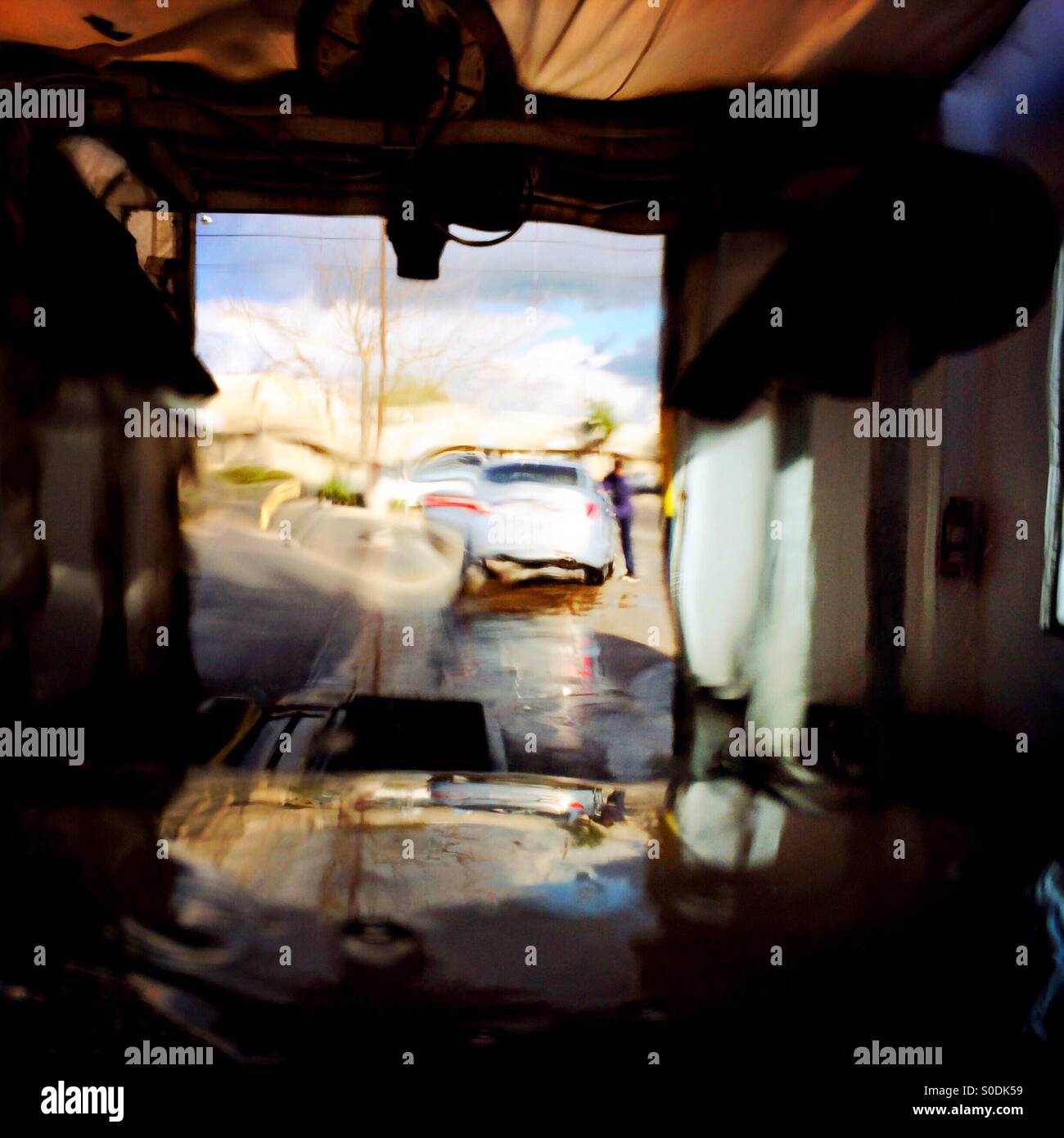 Going through a car wash. - Smartphone Captured Stock Image