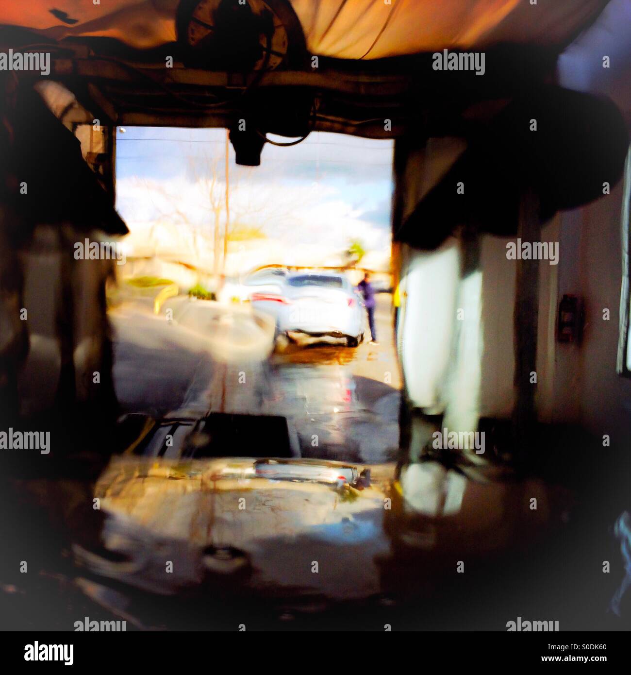 Going through a car wash. - Smartphone Captured Stock Image