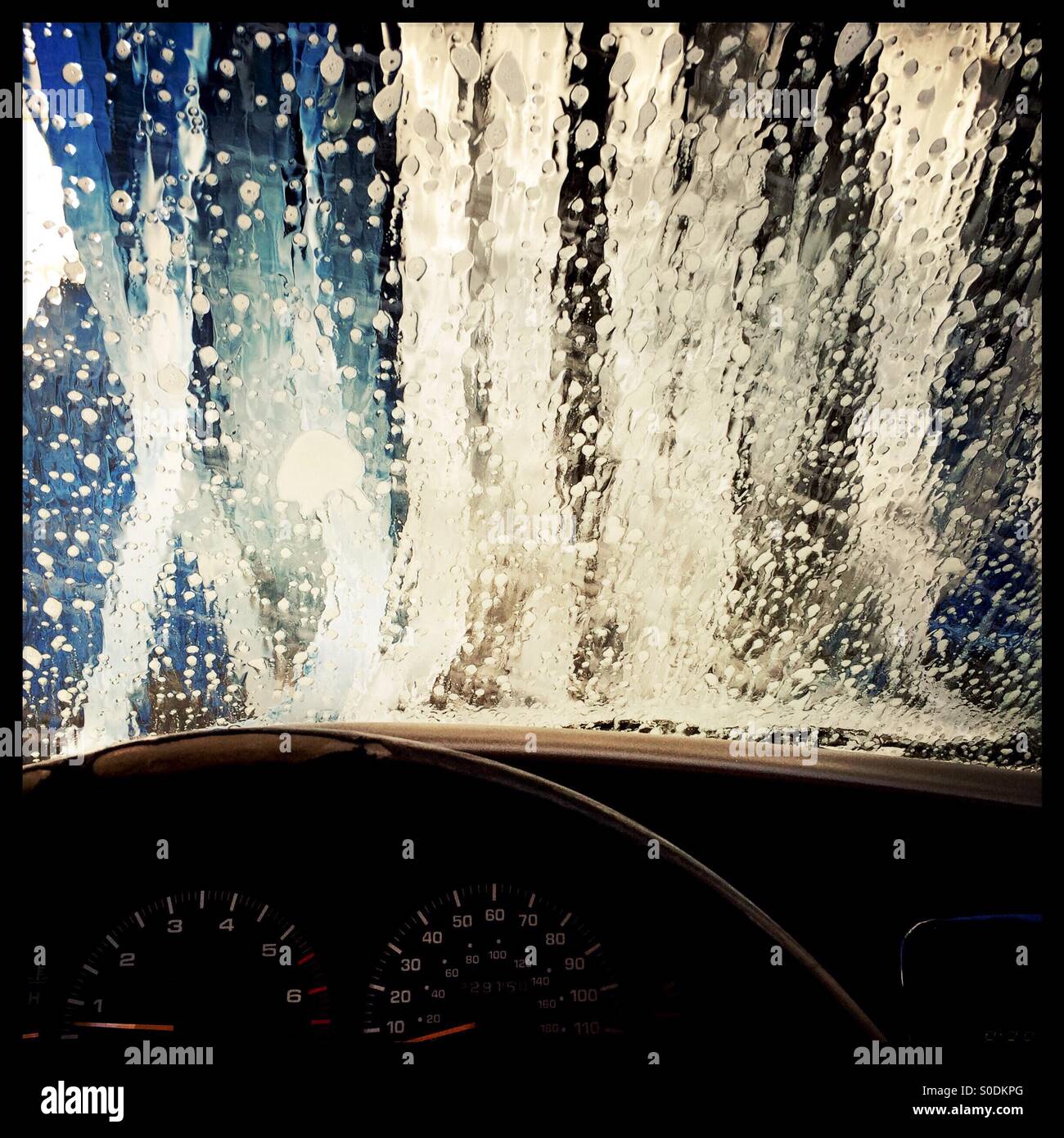 Going through a car wash. - Smartphone Captured Stock Image