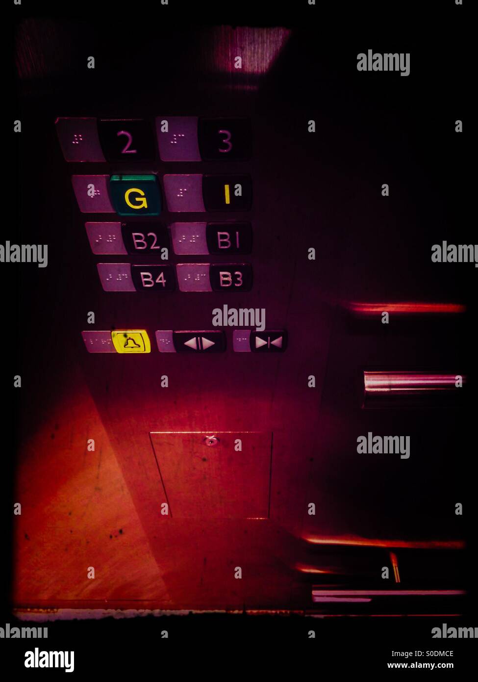 Floor selection panel inside a lift . - Smartphone Captured Stock Image