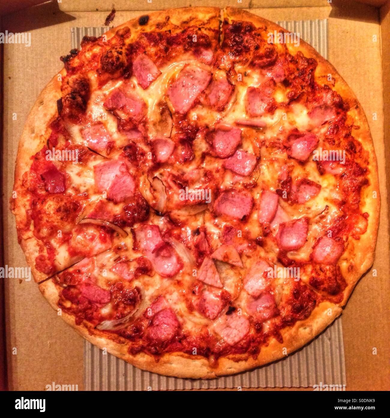 Bacon pizza. - Smartphone Captured Stock Image