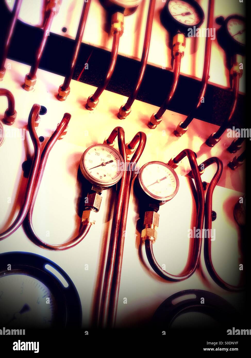 Vintage control panel of temperature Gauges - Smartphone Captured Stock Image