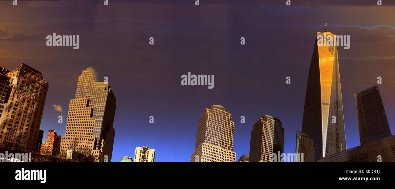 Buildings including freedom tower at 9/11 memorial - Smartphone Captured Stock Image