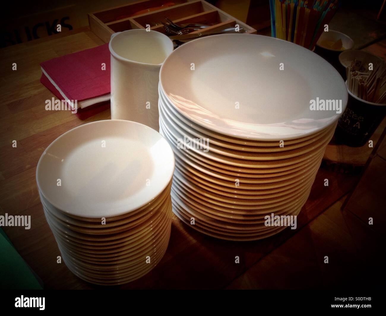 Stacks of plates. - Smartphone Captured Stock Image