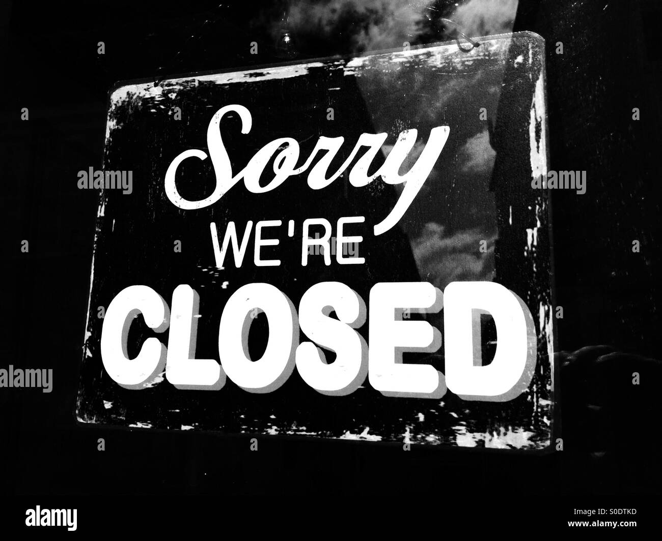 Sorry we're closed sign Stock Photo