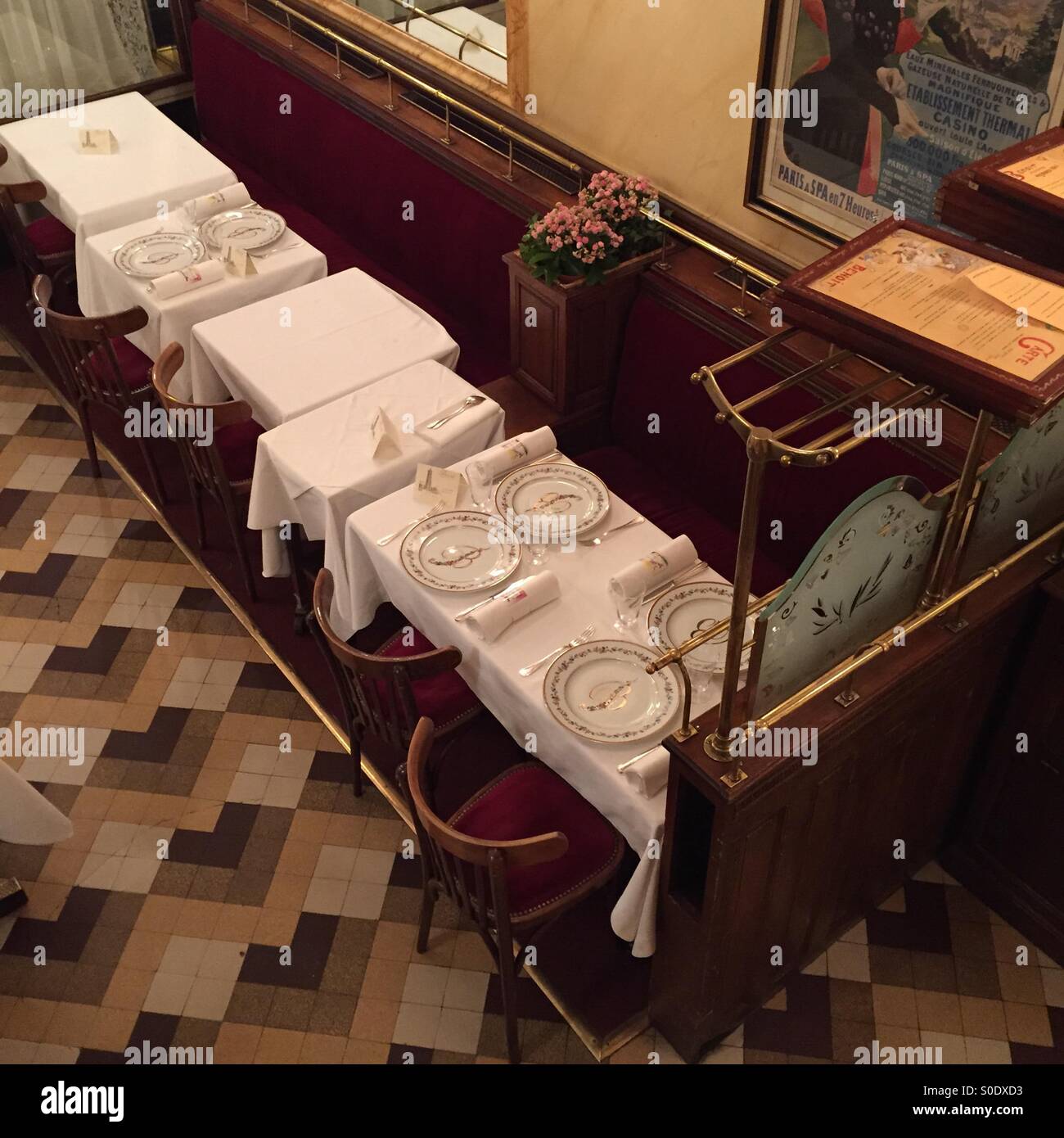 Paris restaurant night nightlife tables brasserie - Smartphone Captured Stock Image