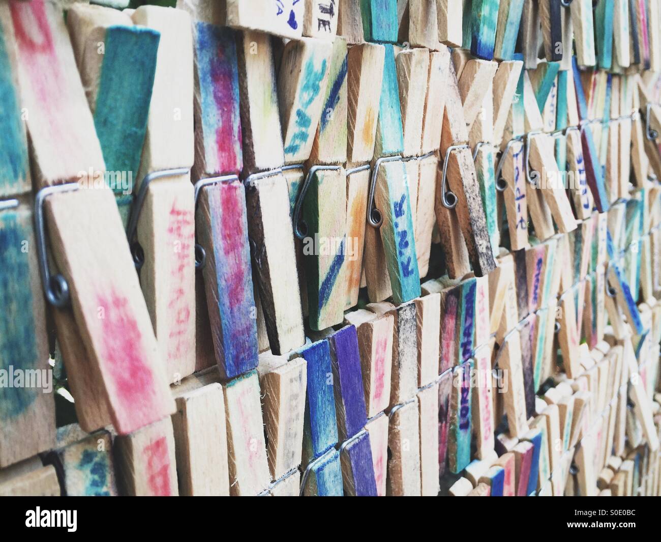 Background made of many colorful clothespins - Smartphone Captured Stock Image