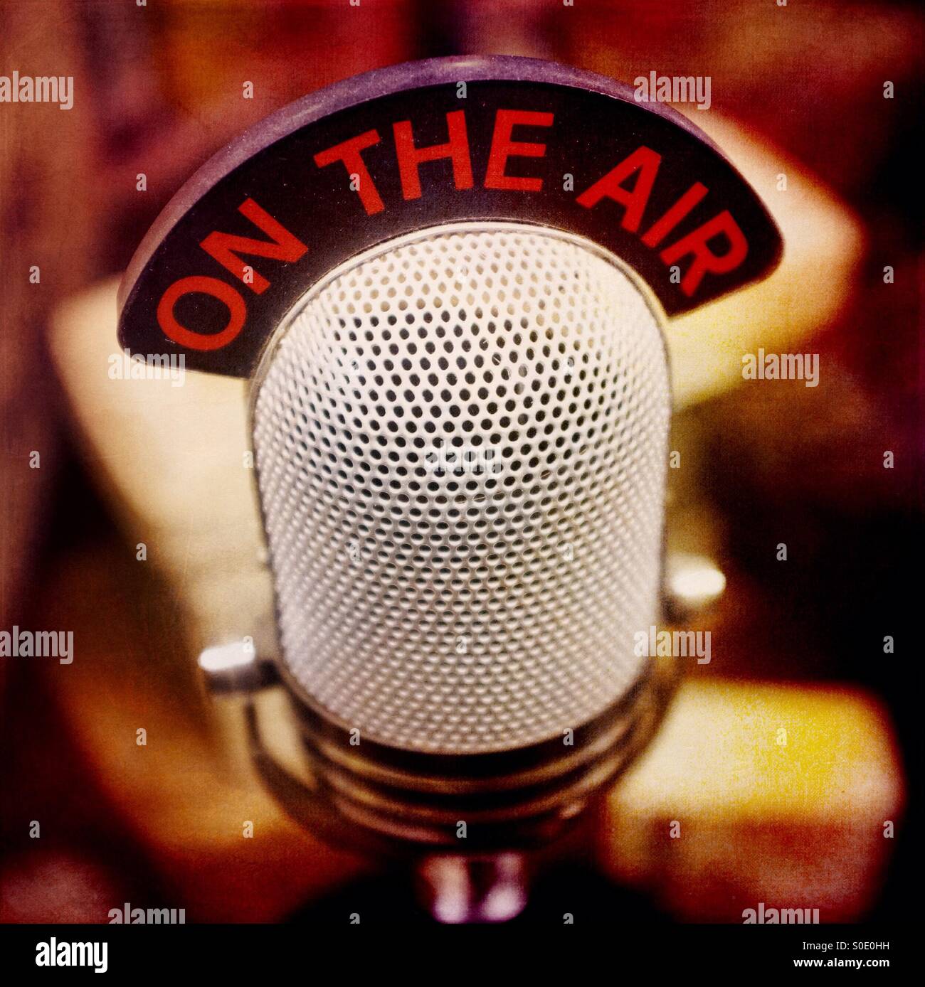 Retro microphone - On The Air - Smartphone Captured Stock Image
