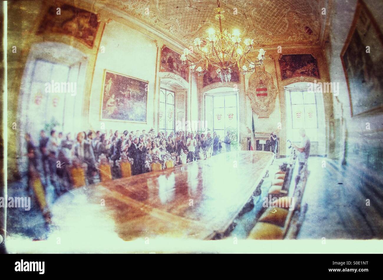 Group photo and photographer - Smartphone Captured Stock Image