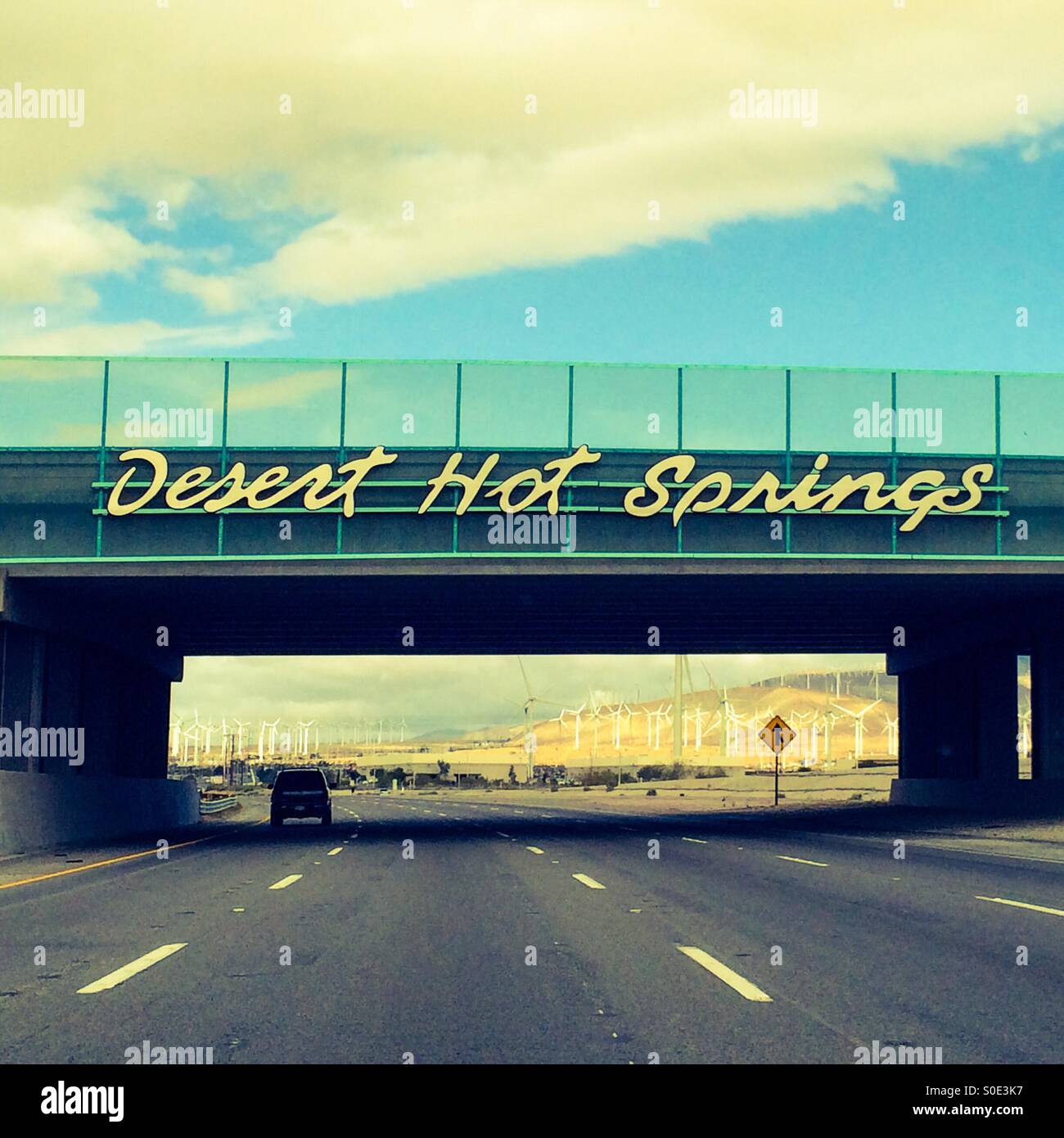 Welcome to Desert Hot Springs, California USA - Smartphone Captured Stock Image