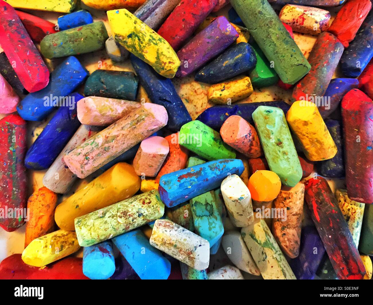 Bright and messy oil pastels chunks - Smartphone Captured Stock Image