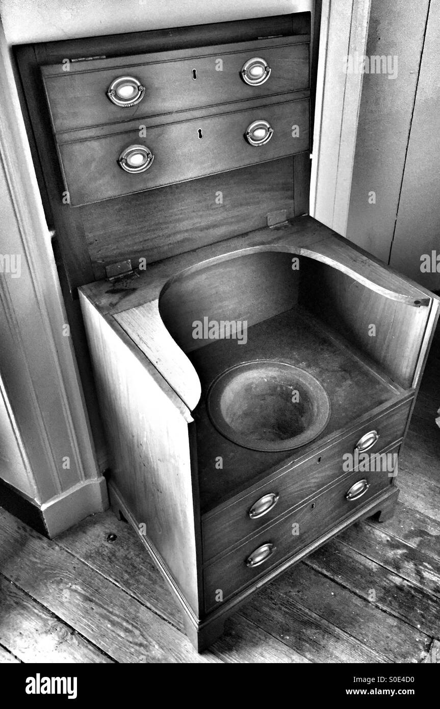 Vintage Necessary Chair second floor inside toilet 1800s Stock Photo - Alamy