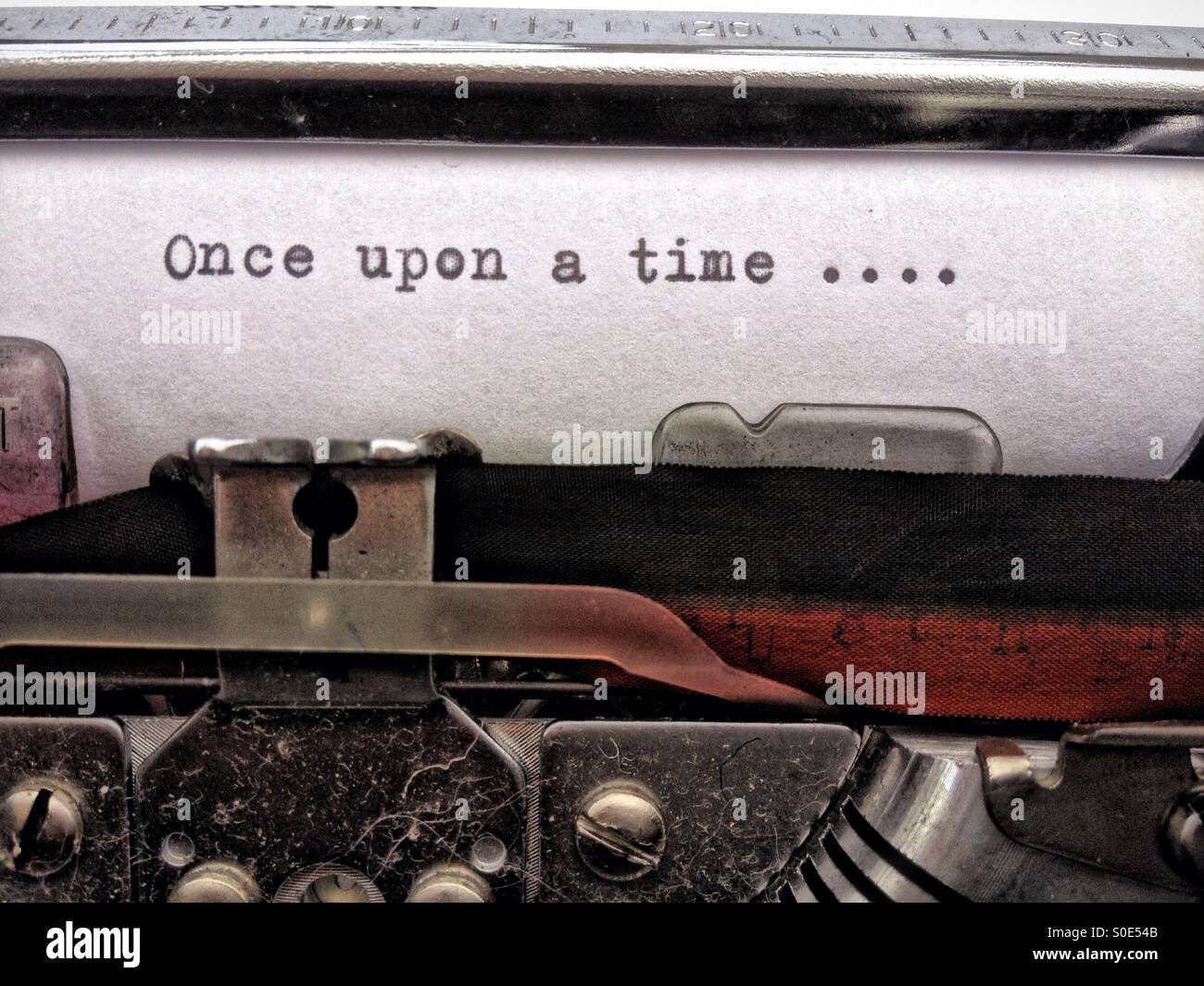 Once upon a time typed on a typewriter - Smartphone Captured Stock Image