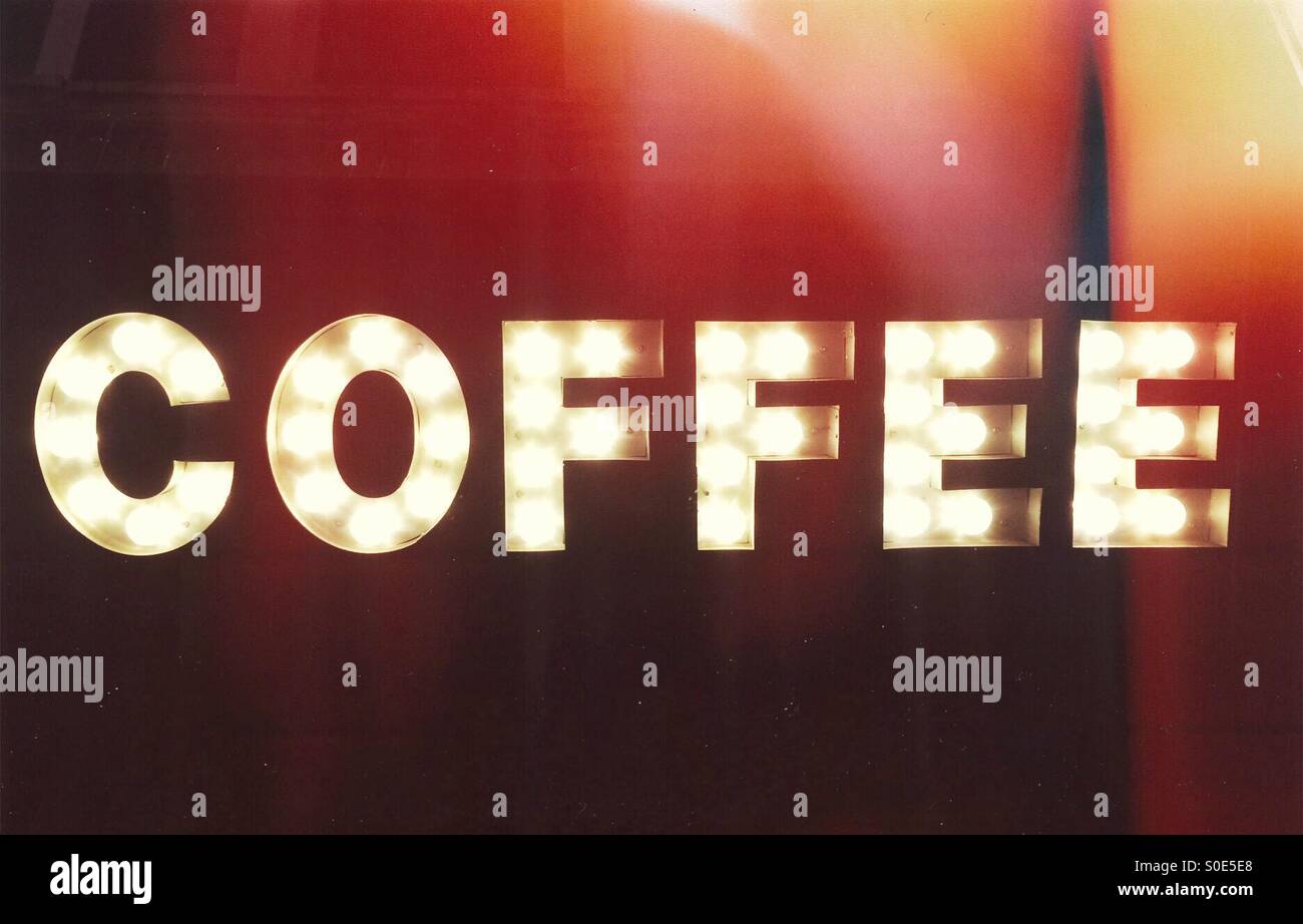 Coffee sign in lights - Smartphone Captured Stock Image