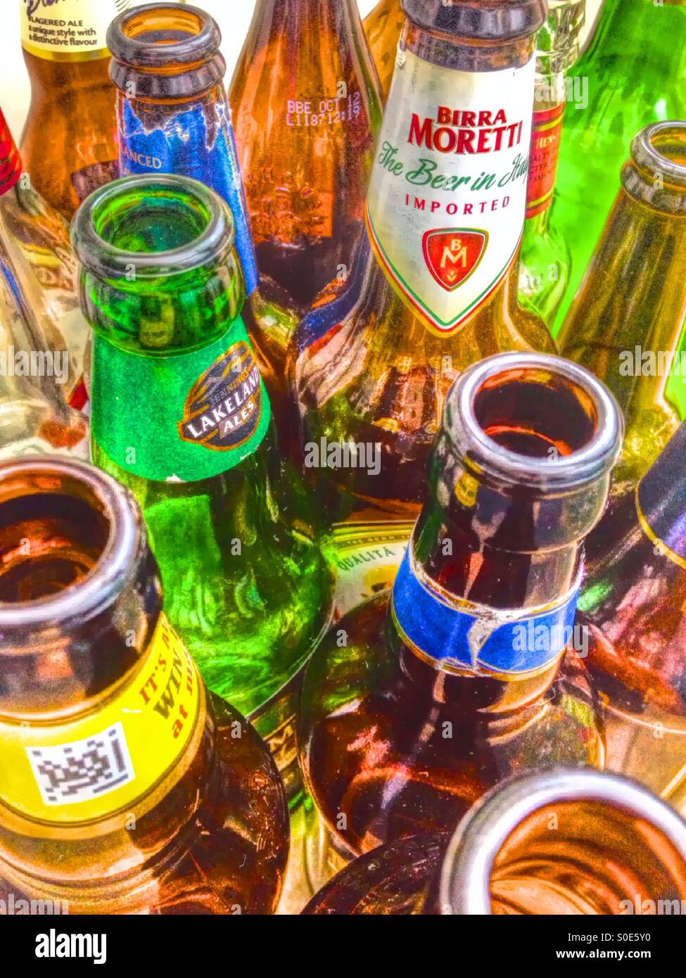 Selection of beer bottles - Smartphone Captured Stock Image