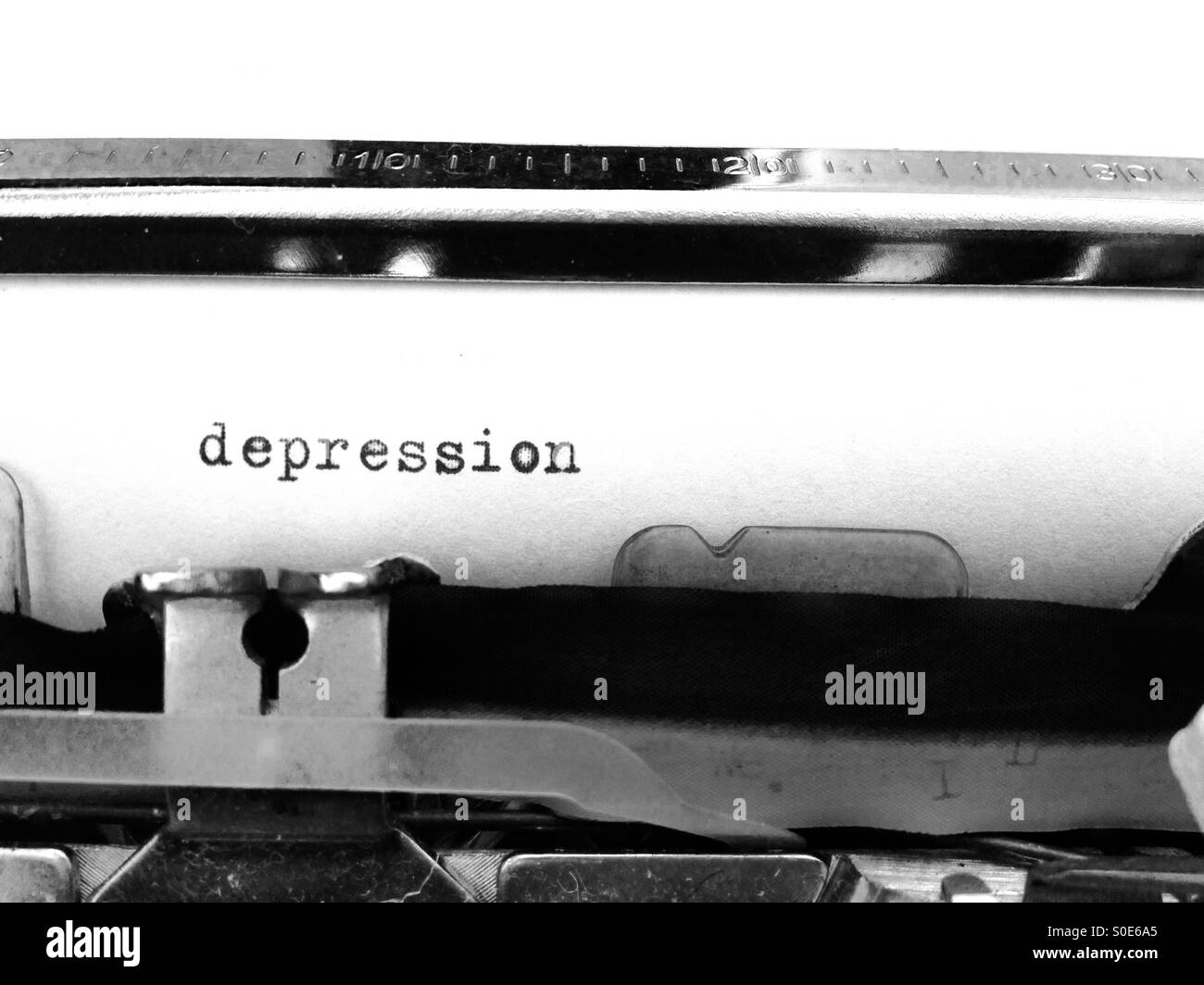 Typewriter with the word depression - Smartphone Captured Stock Image
