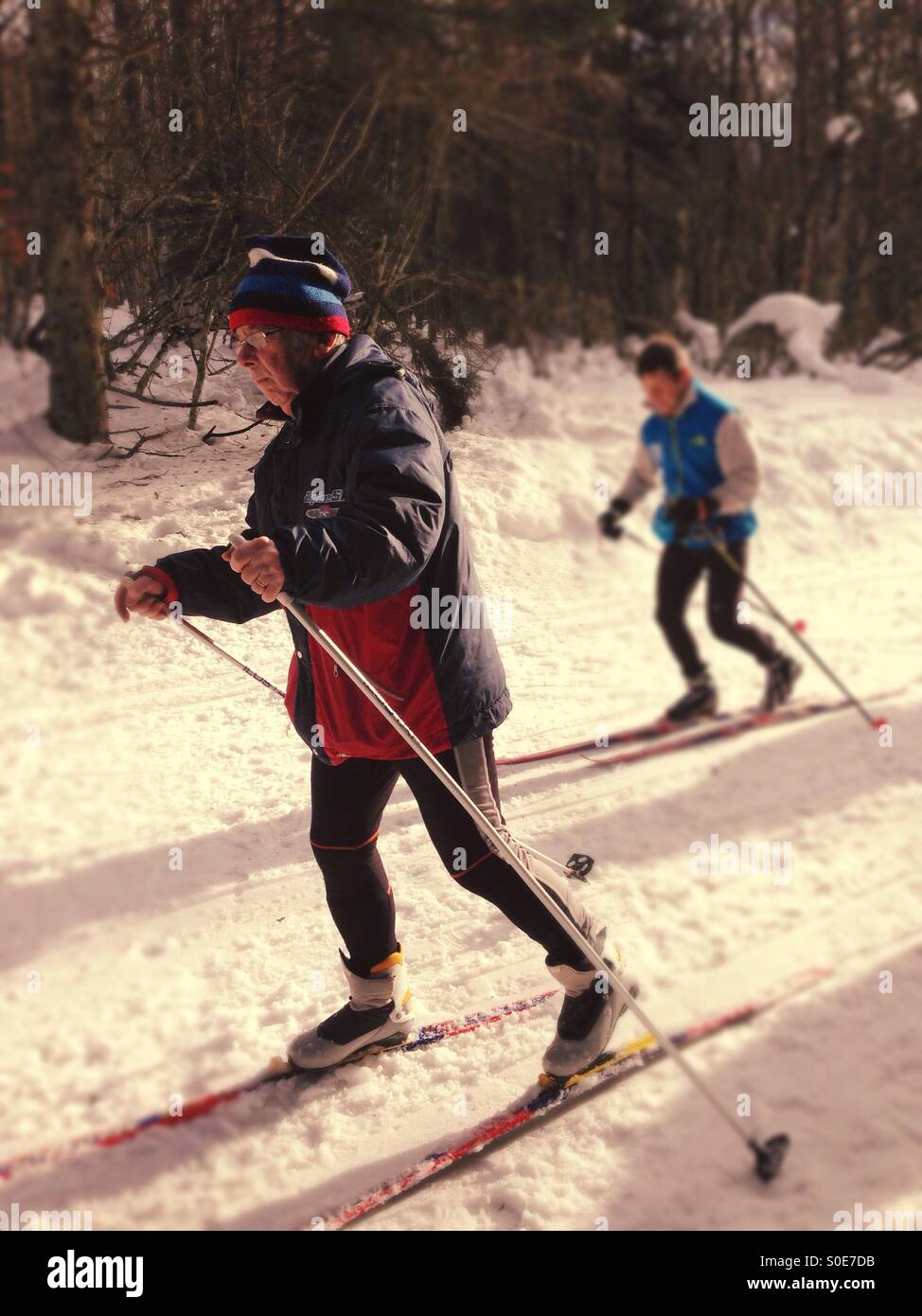 Elderly man skiing - Smartphone Captured Stock Image