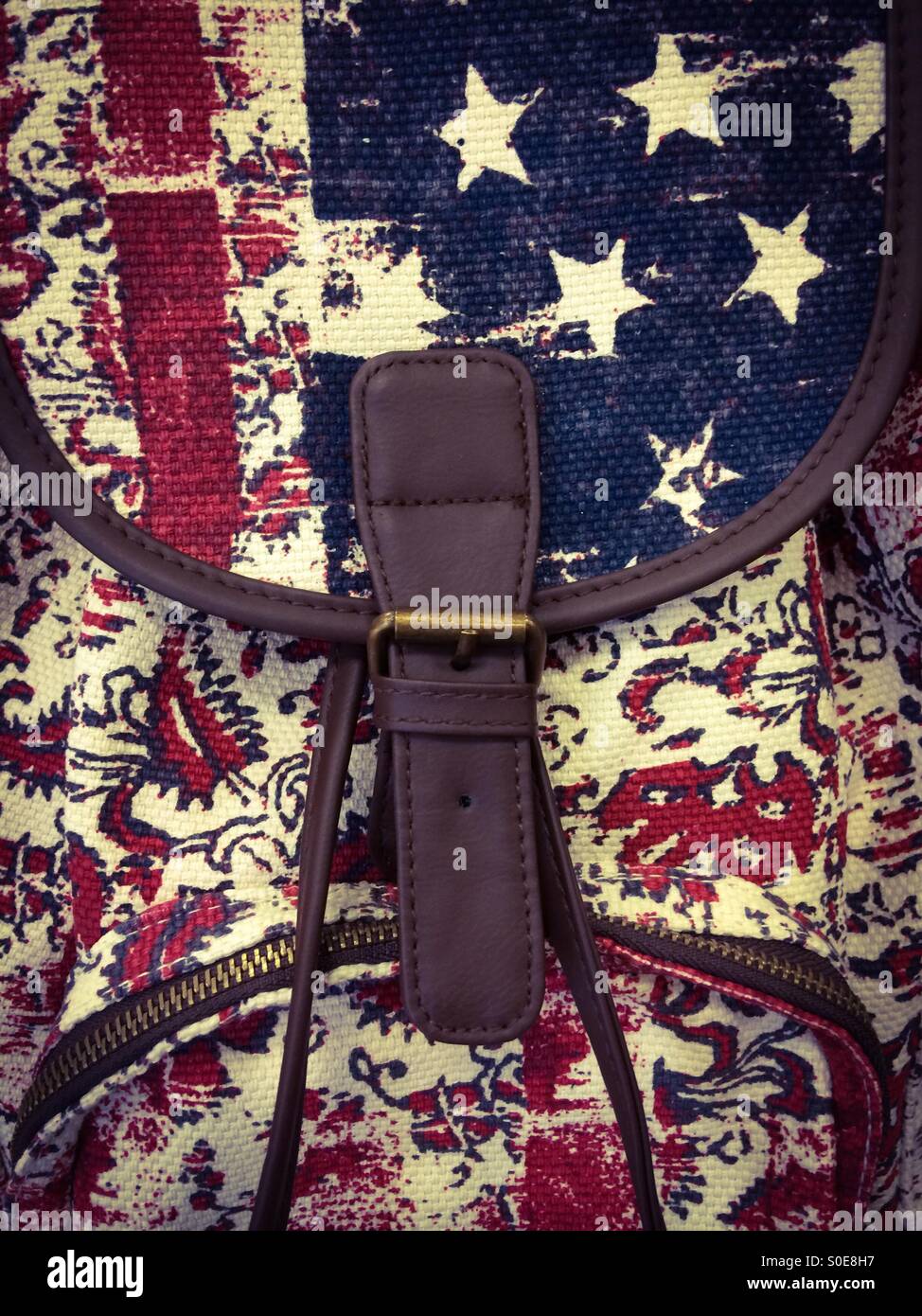 American flag backpack Stock Photo