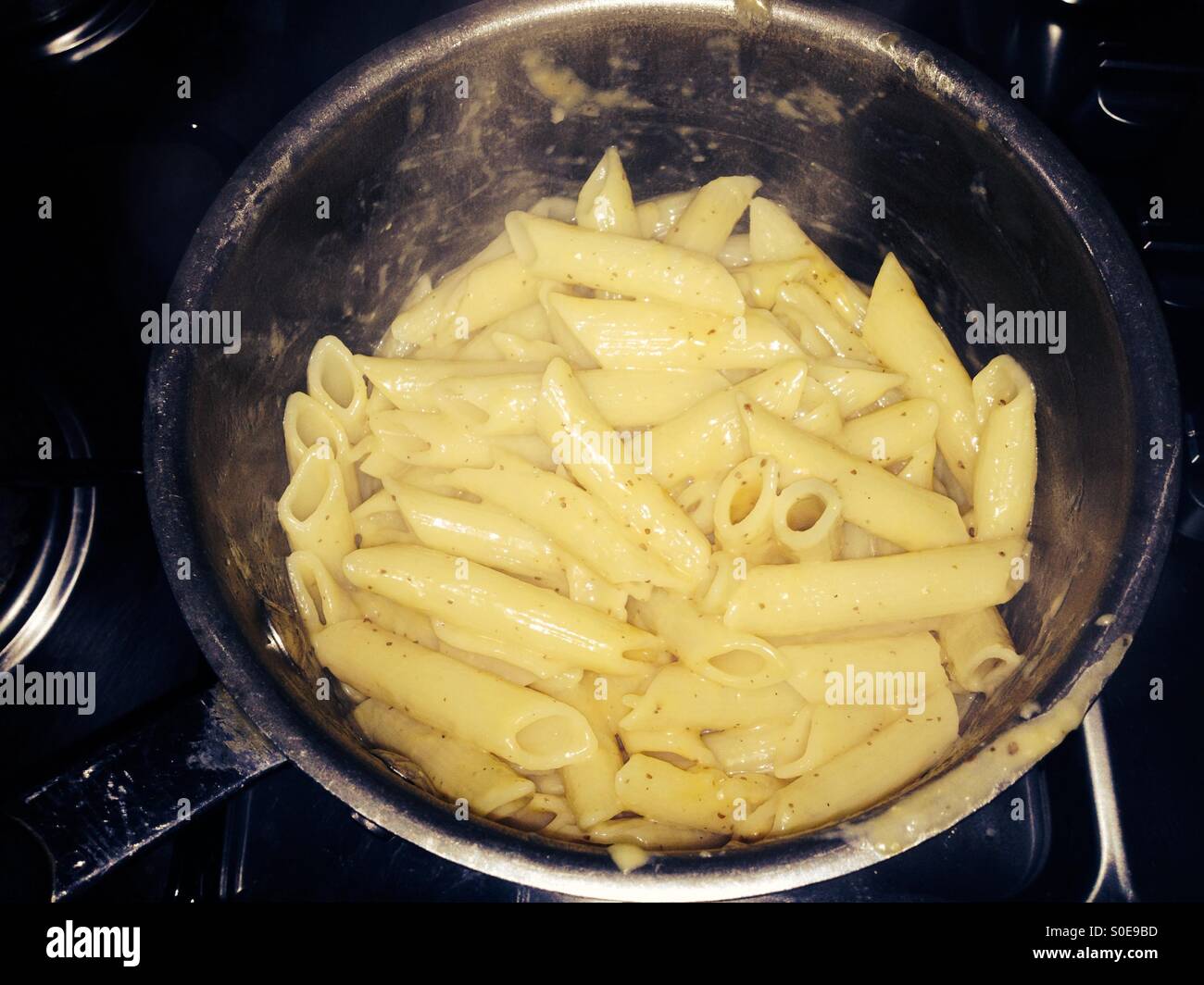 Penne pasta with cheese sauce - Smartphone Captured Stock Image