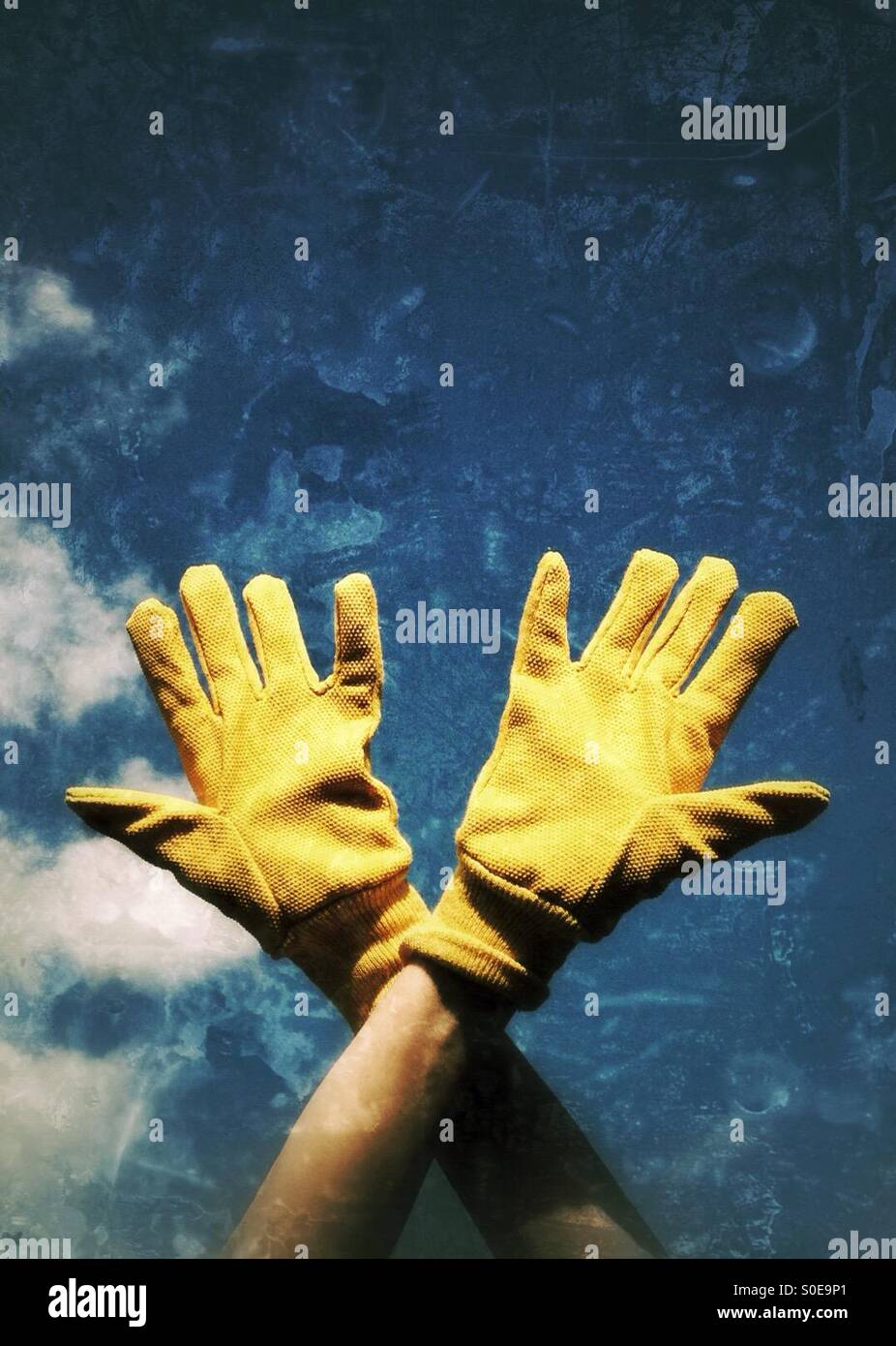 Yellow gloves - Smartphone Captured Stock Image