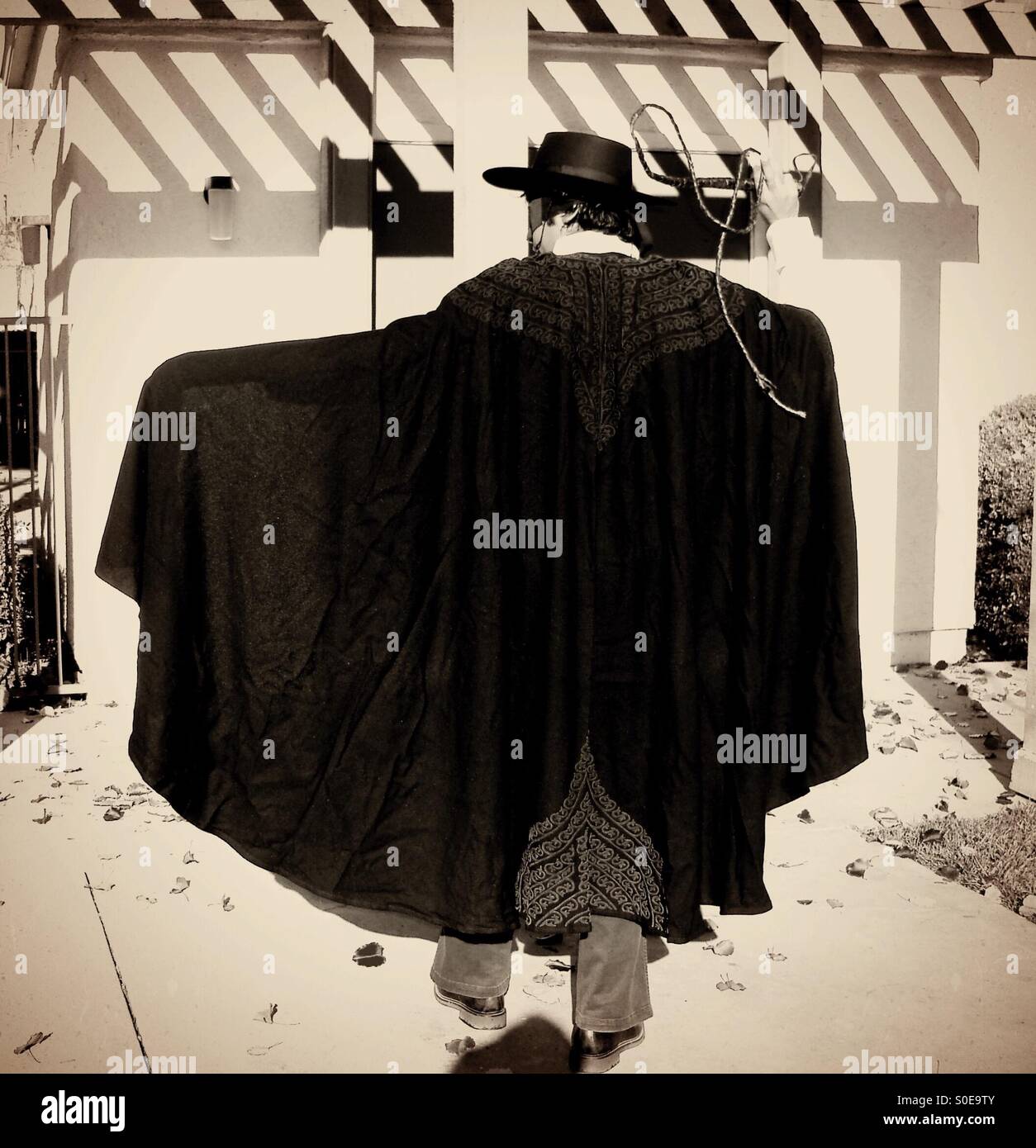 Zorro, cape, hat, whip, mask - Smartphone Captured Stock Image