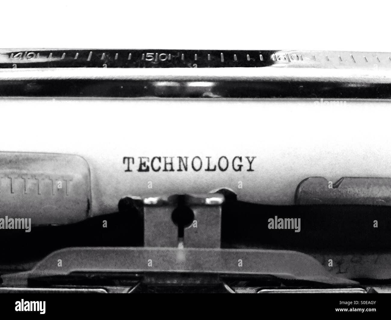 Technology typed on a typewriter - Smartphone Captured Stock Image