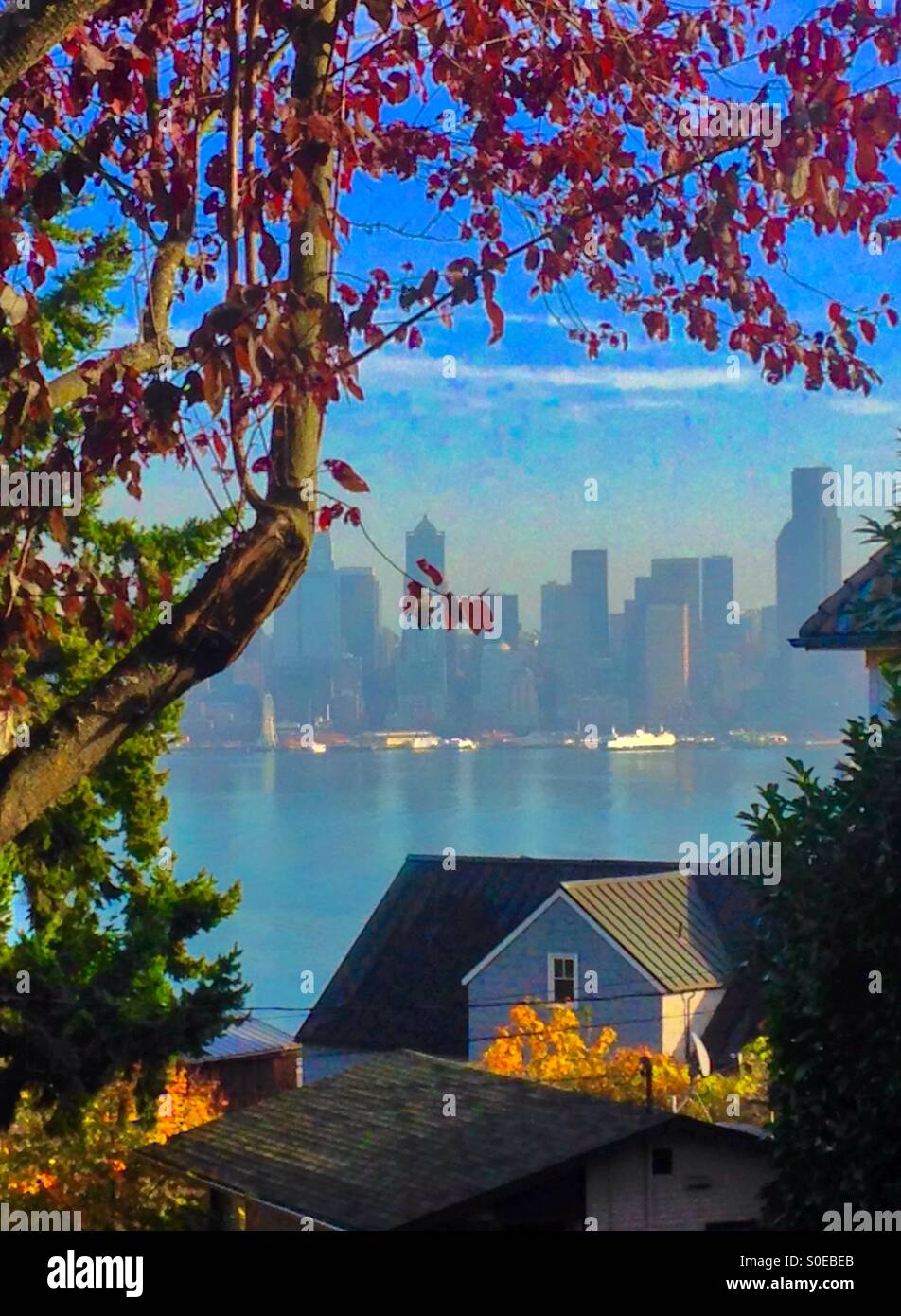 View of Seattle across the water. Stock Photo