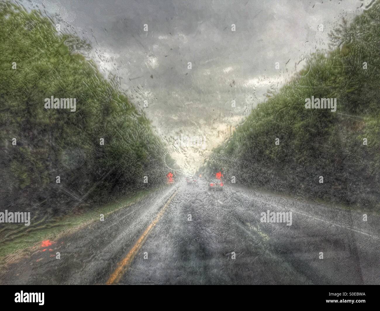 Driving in rain storm Stock Photo Alamy