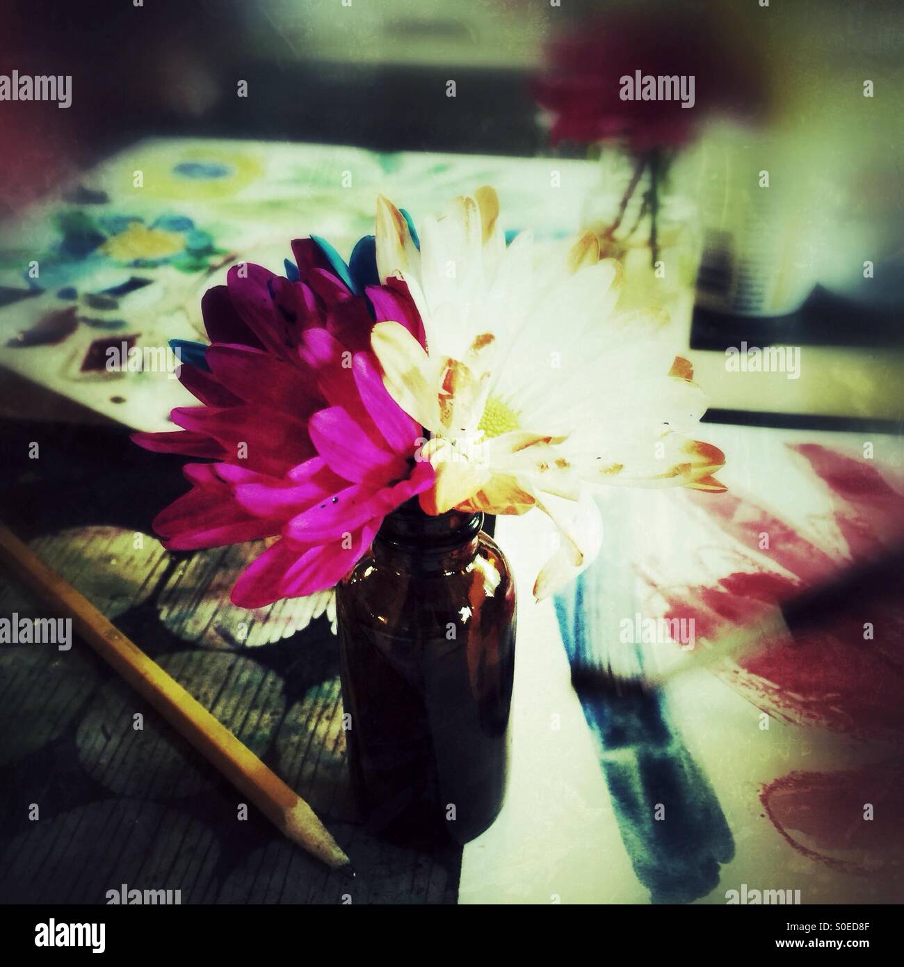 Flowers in bud vase - Smartphone Captured Stock Image