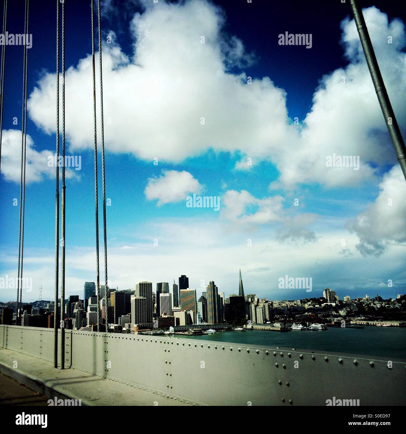 San Francisco seen from the Bay Bridge. California, USA - Smartphone Captured Stock Image