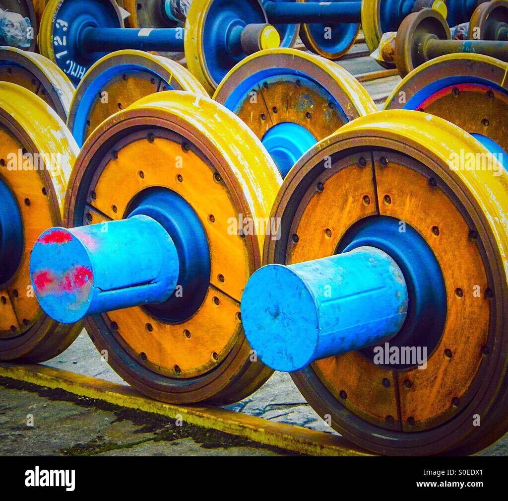 Railway carriage wheels Stock Photo - Alamy