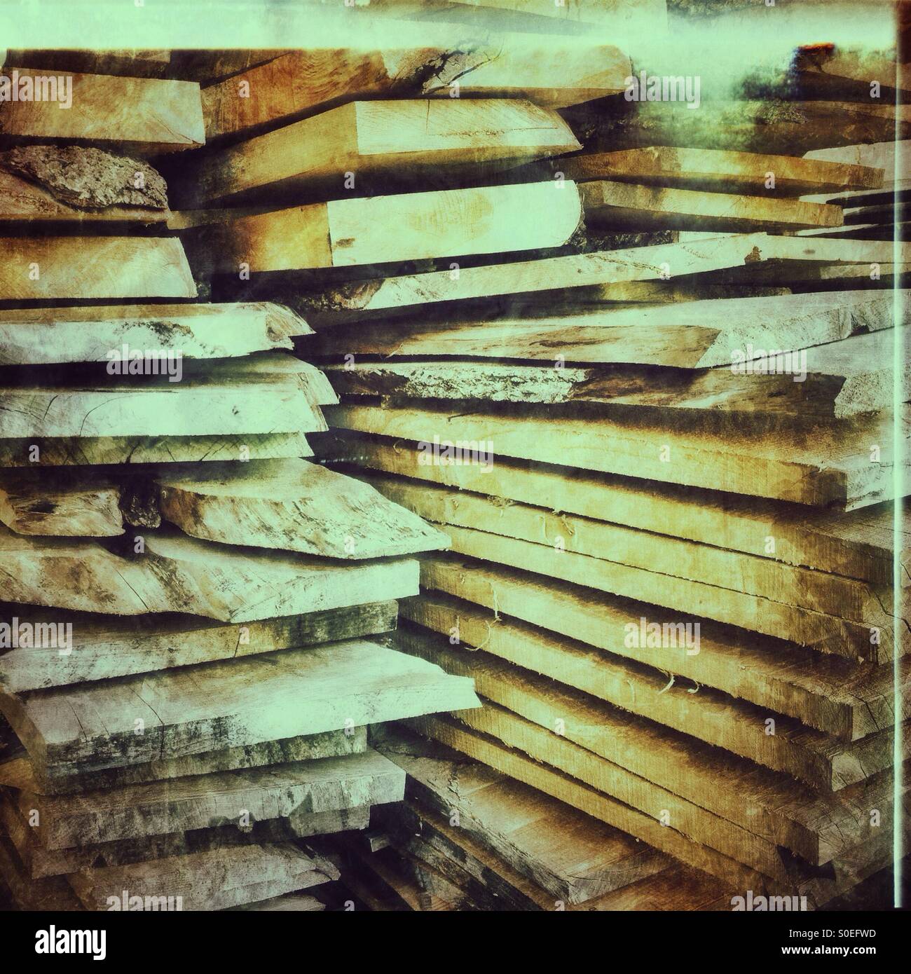 Timber planks drying at a sawmill - Smartphone Captured Stock Image