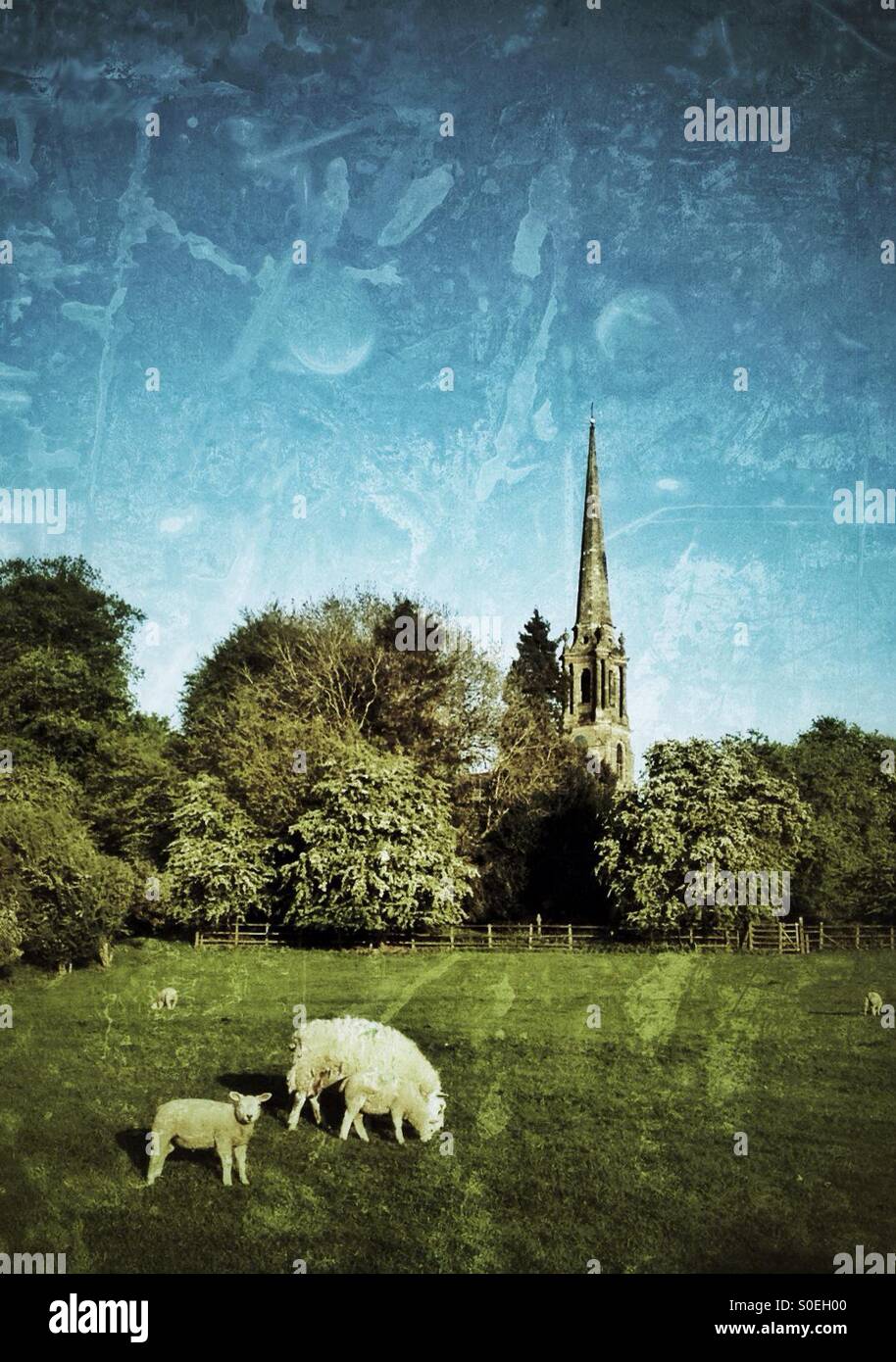 Church spires, Tardebigge, Worcestershire, England, UK - Smartphone Captured Stock Image