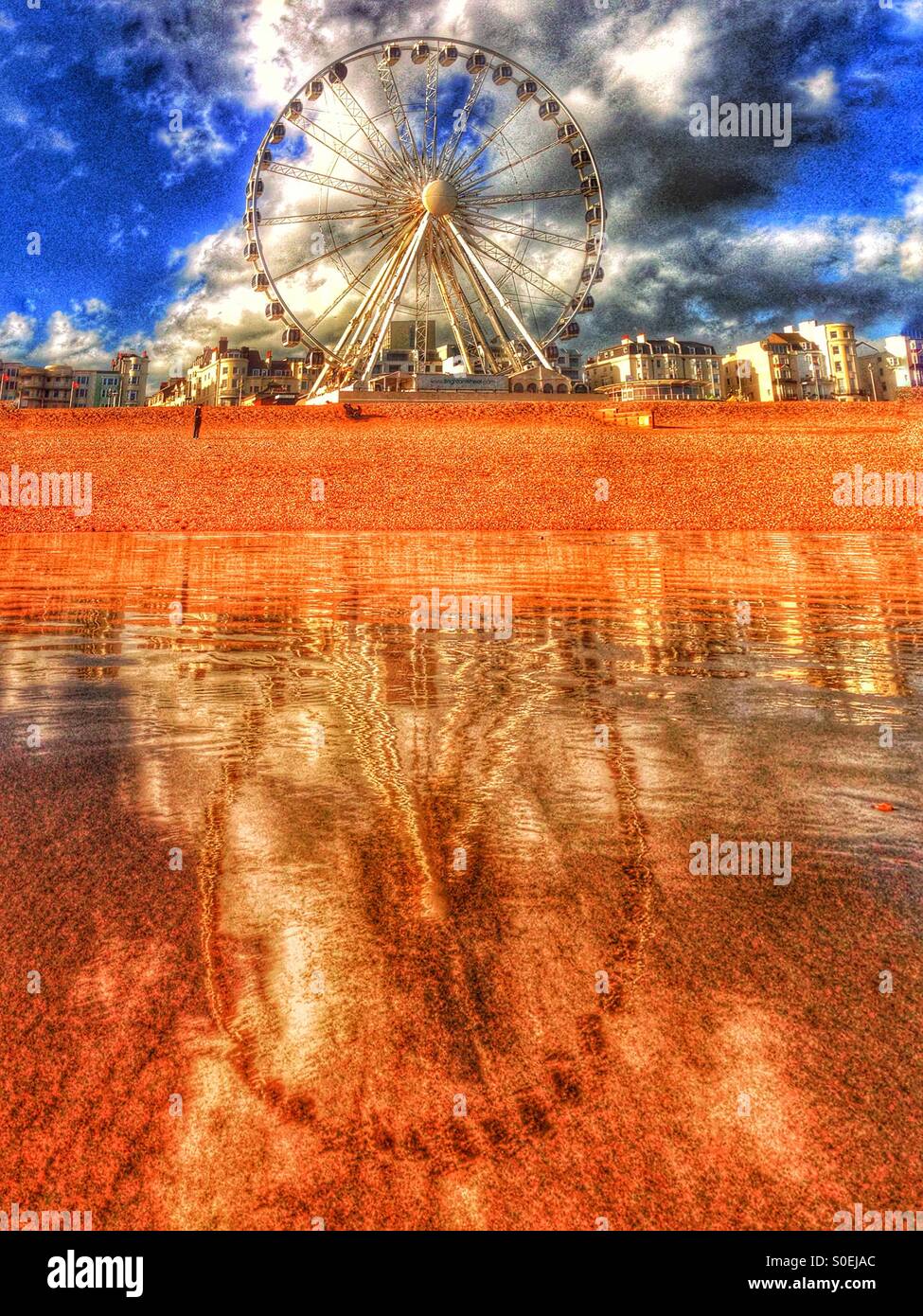 Brighton Wheel reflections. Stock Photo