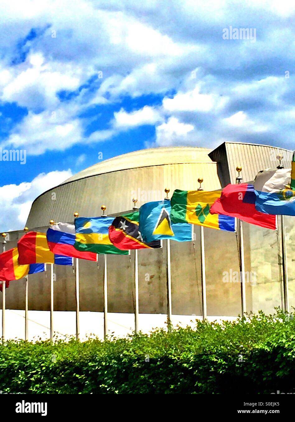 National Flags United Nations Building. NYC - Smartphone Captured Stock Image