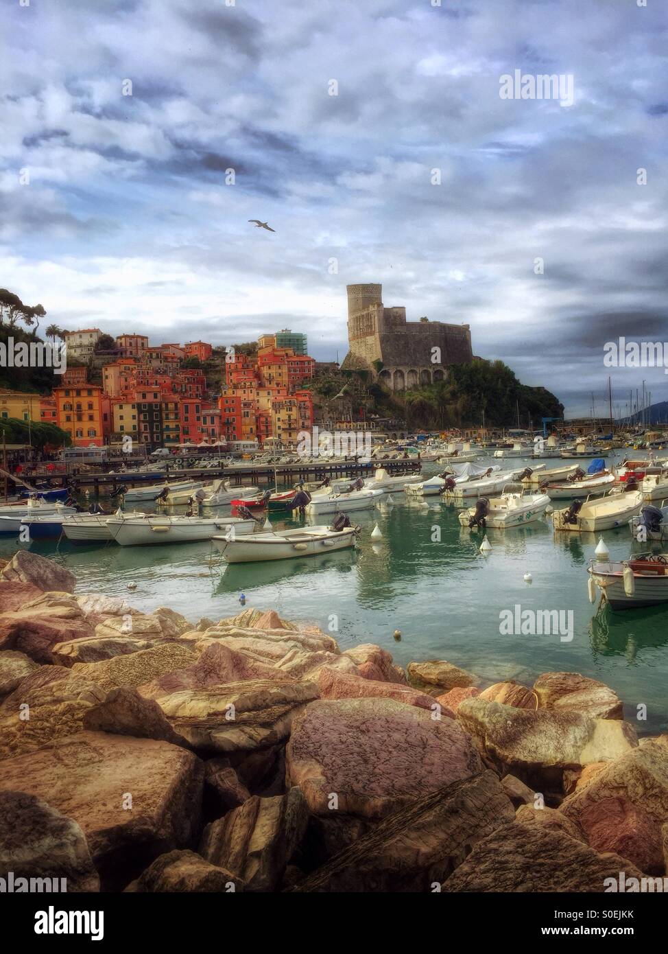 Romantic harbor scene. Stock Photo