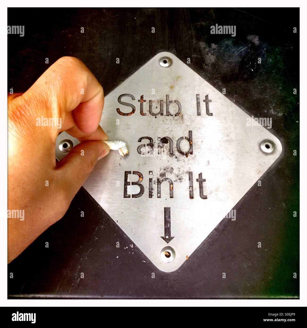 Stub it bin it - Smartphone Captured Stock Image