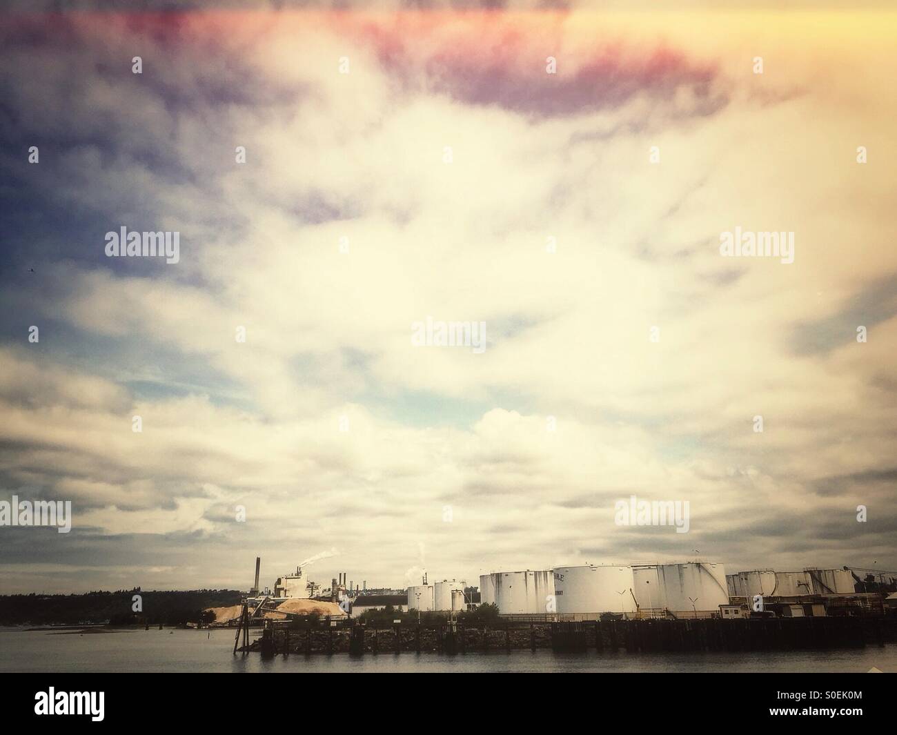 Industrial plant on the shore in North America - Smartphone Captured Stock Image