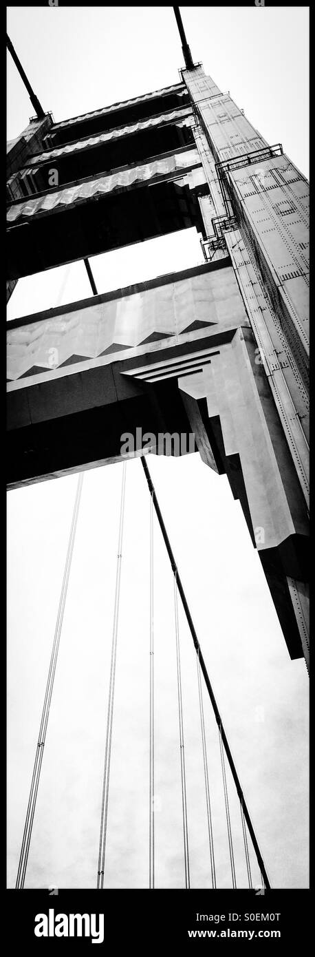 Detail of a support tower on the Golden Gate Bridge. San Francisco, California, USA - Smartphone Captured Stock Image