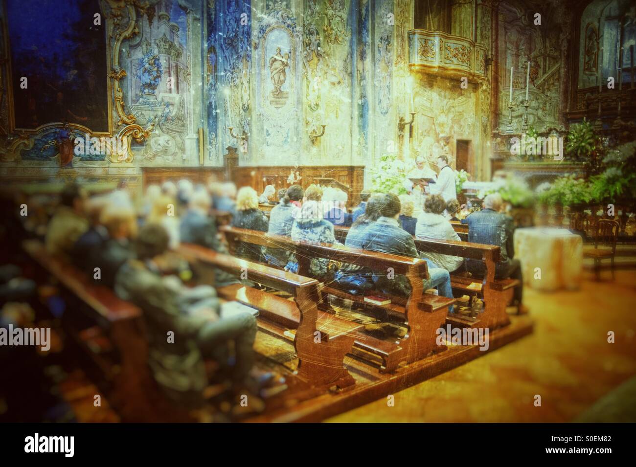 Sunday mass - Smartphone Captured Stock Image