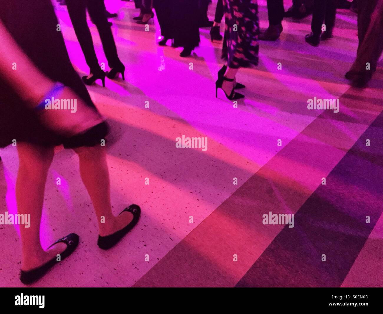 Neon colors on a floor of a dance club - Smartphone Captured Stock Image