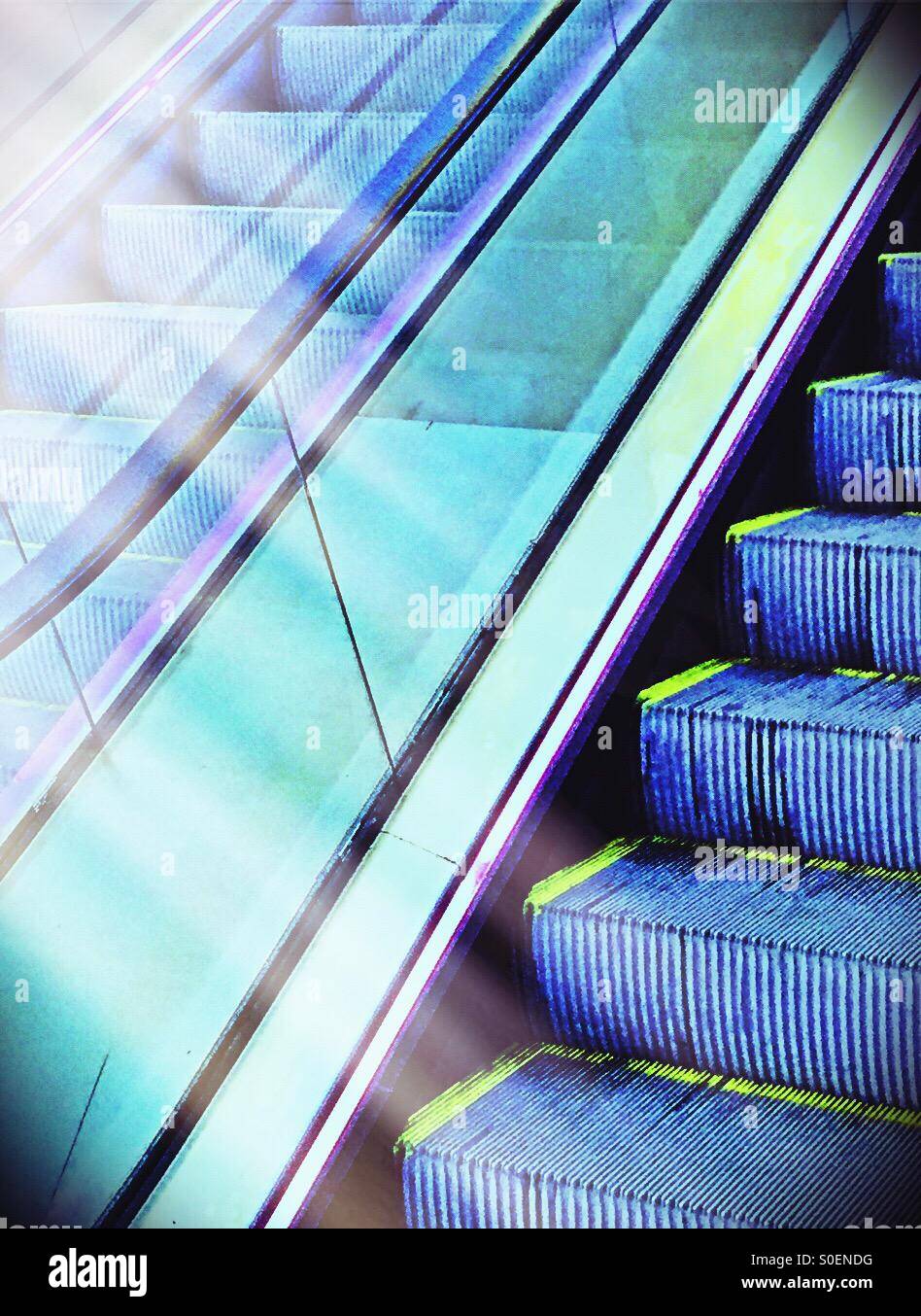 Escalators with LED lights, NYC - Smartphone Captured Stock Image