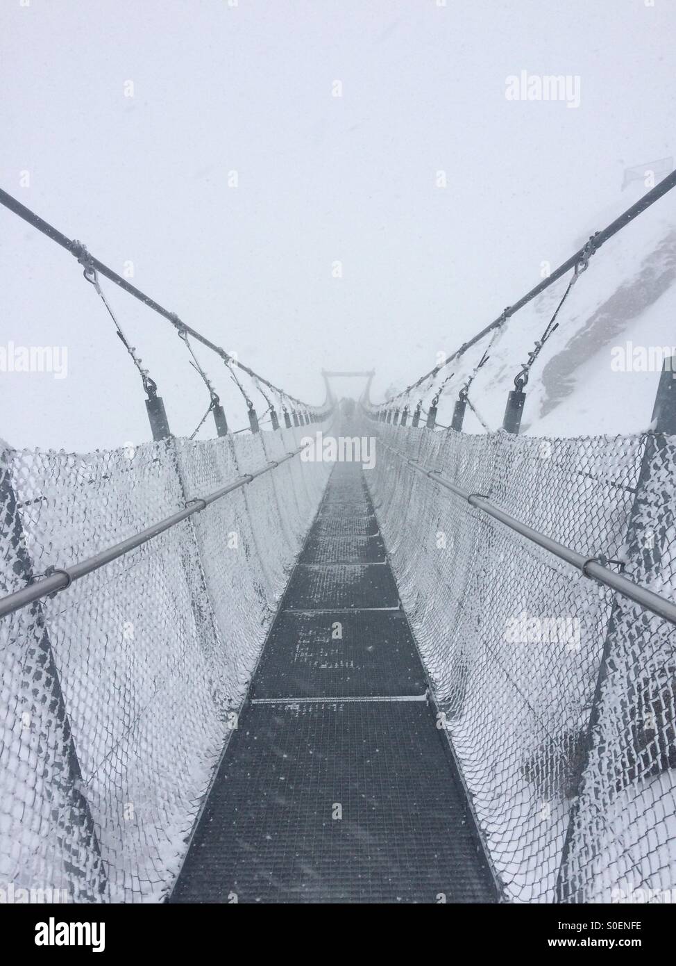Cliff walk at the highest suspension bridge in Europe. Titlis