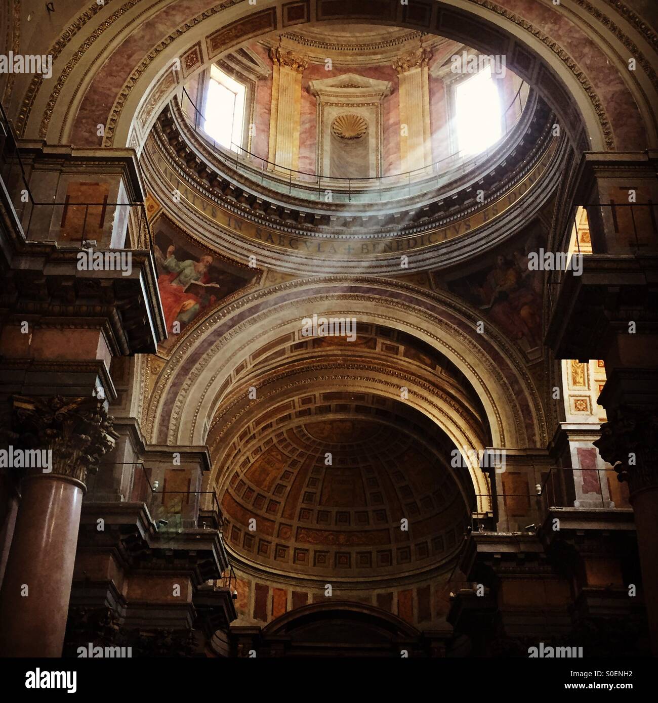 Sun beam inside Italian church - Smartphone Captured Stock Image