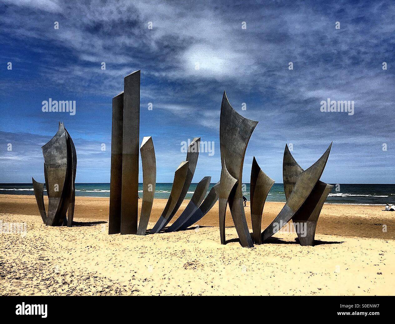 Monument In Omaha Beach Normandie France Commemorating Dday Stock Photo Alamy