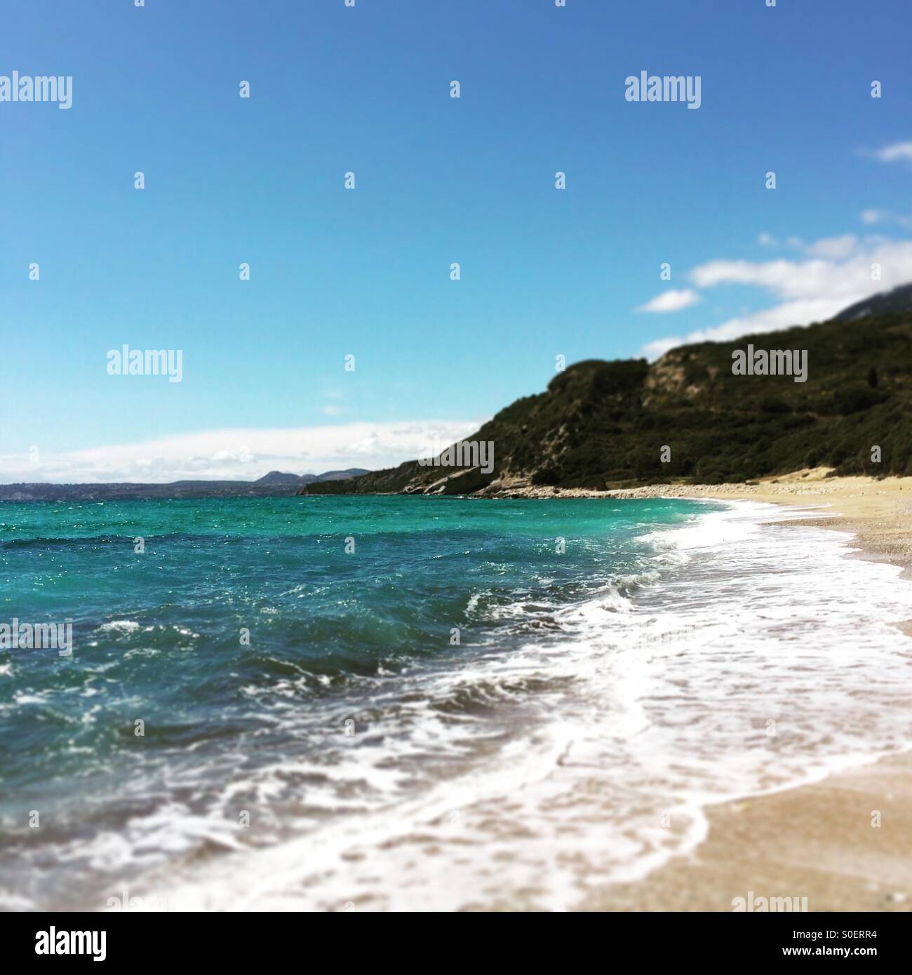 Koroni Beach on the Greek island of Kefalonia. - Smartphone Captured Stock Image